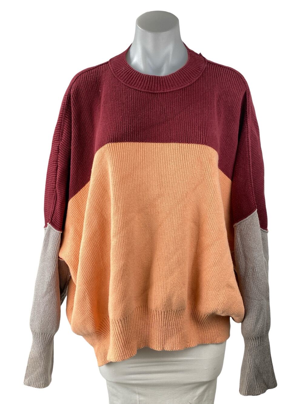 Free People Easy Street Multicolor Color Block Dolman Sleeve Tunic Sweater Top M